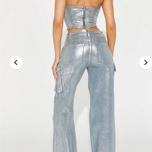 Fashion Nova Silver Wide Leg Pants